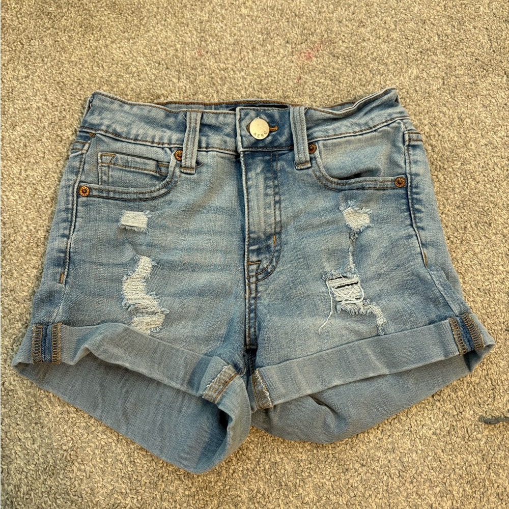 Aeropostale Blue Jean Shorts Distressed High-Waisted
